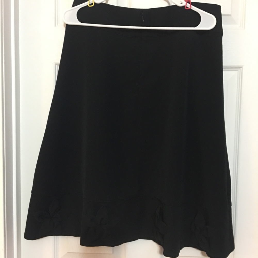 2/$15 Black A-line skirt with flowers at hem - Picture 8 of 13